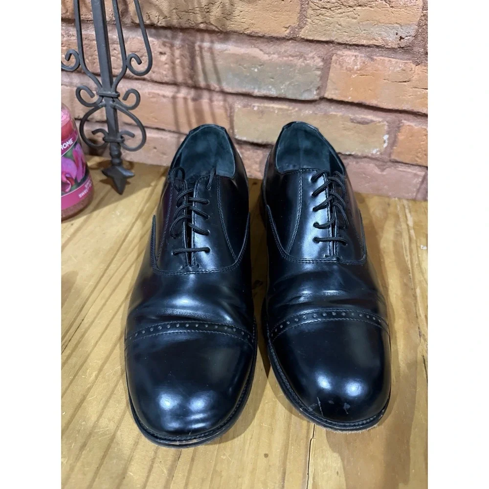 David Taylor 10.5 M Loafers‎ Black Leather Oxfords Round Toe Slip On Shoes
